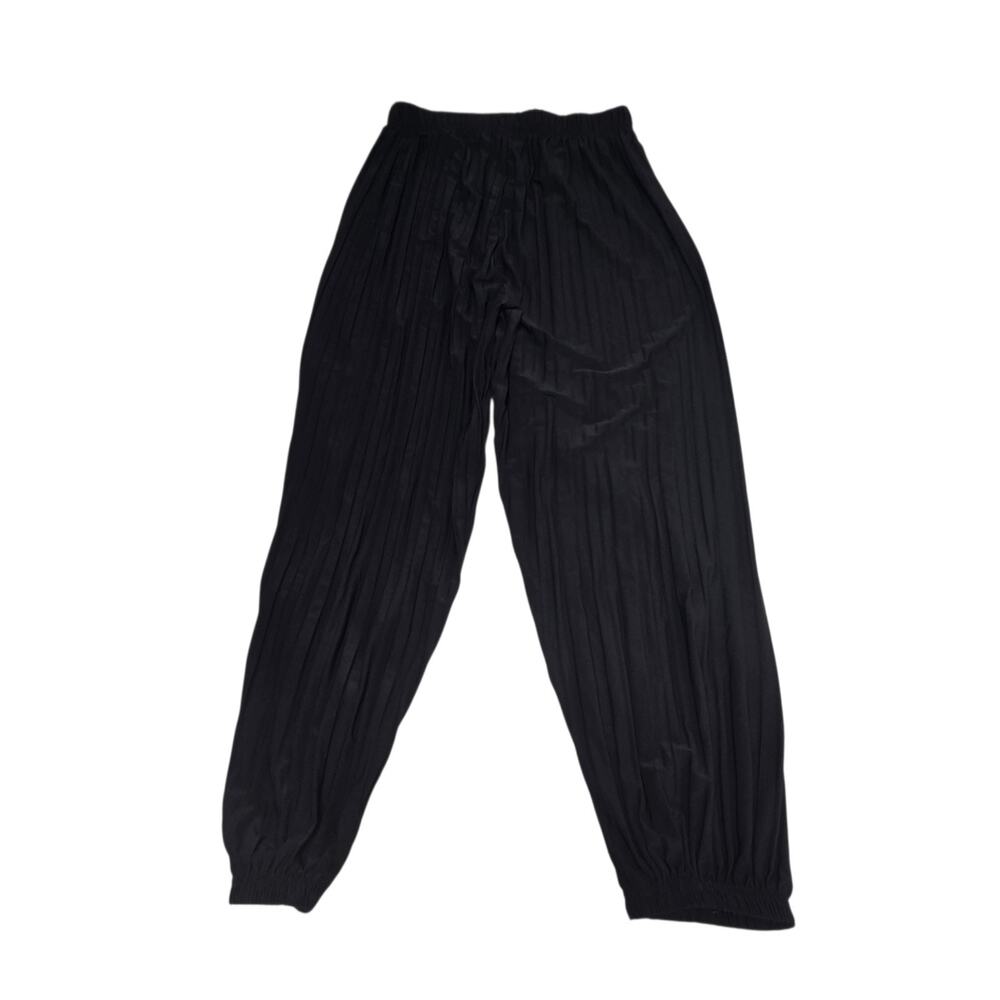 Jon & Anna Contemporary Woman's Pleated Pants Elastic Hems Medium Black